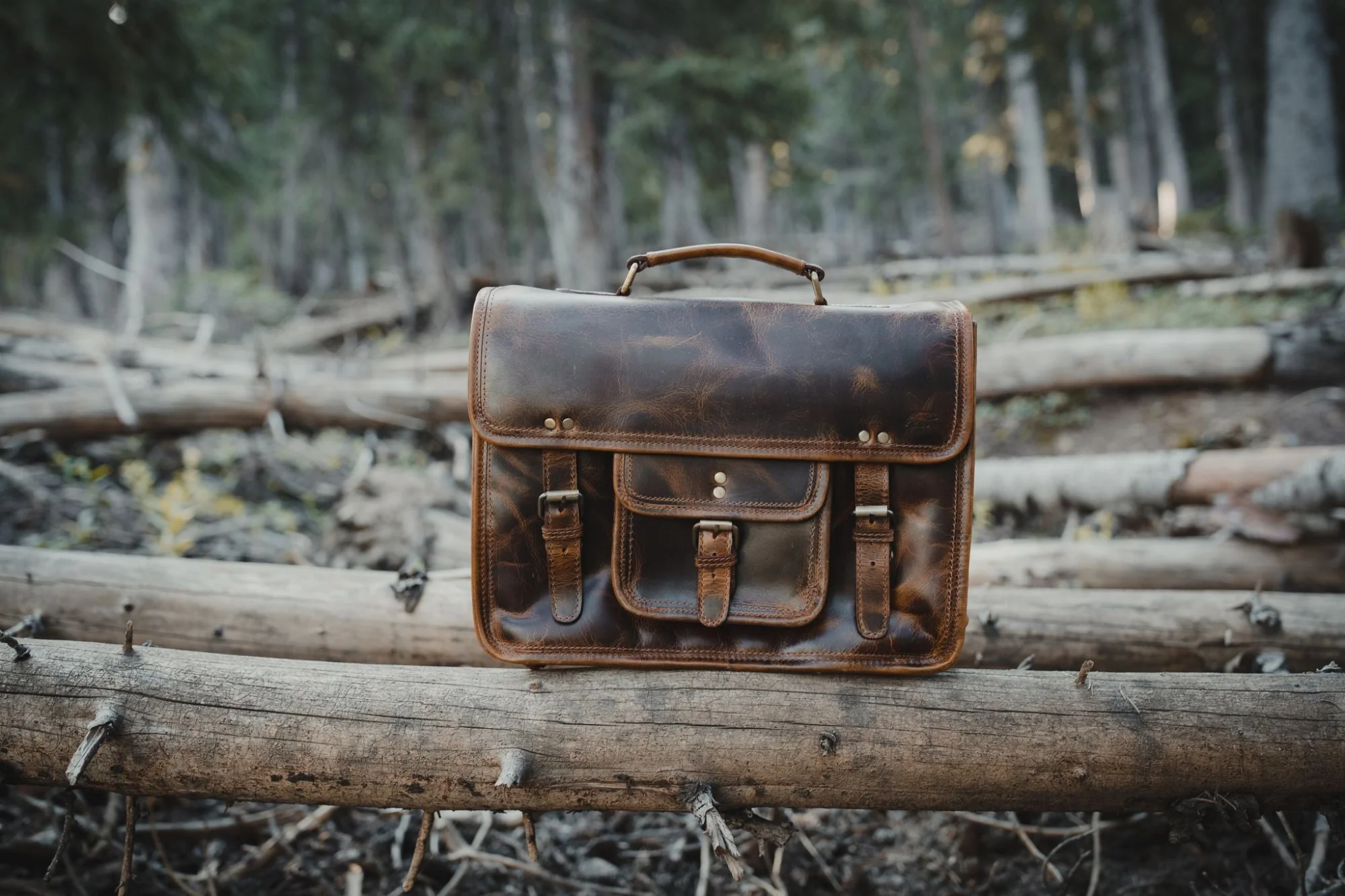 18 inch Buffalo Leather Briefcase - Image 3